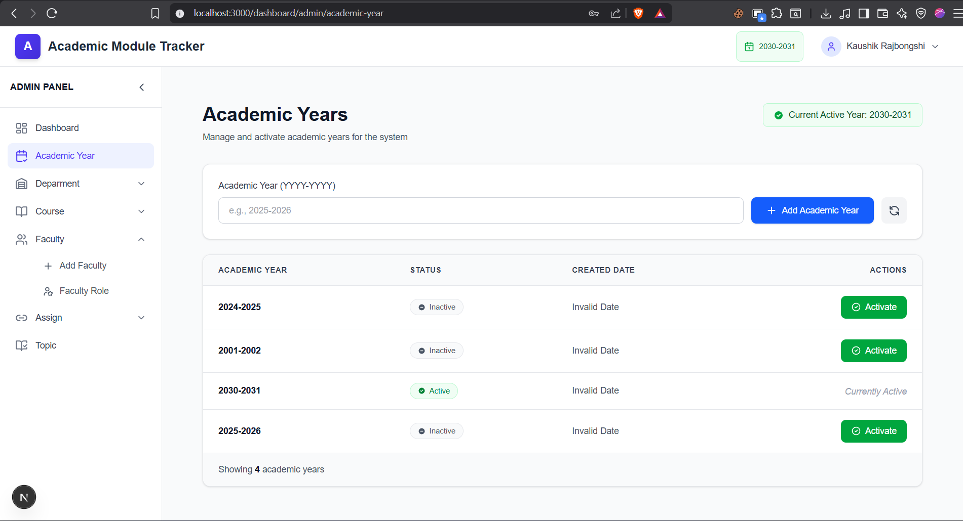HOD Dashboard